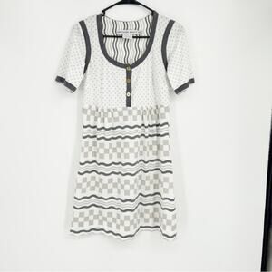 Gretchen‎ Scott White and Gray Checkerboard Casual Summer Dress Size Small